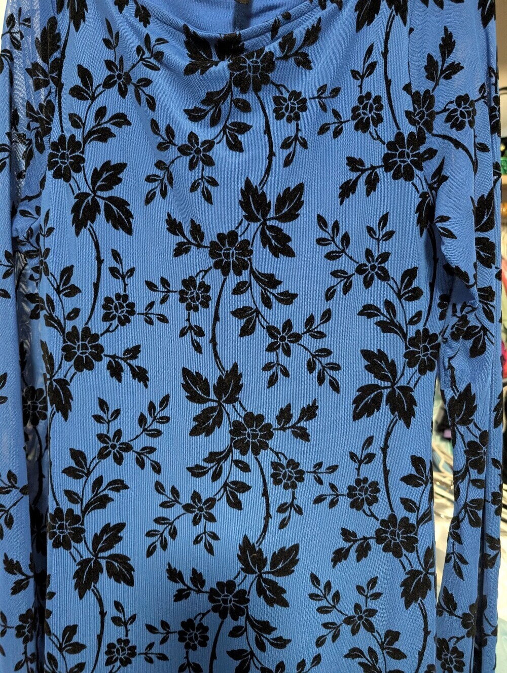 PRETTYGARDEN Royal Blue Floral Long Sleeve Maxi Dress Size M (EUC) - Picture 8 of 10